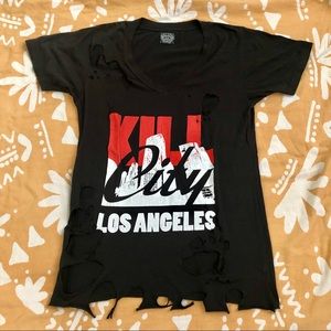 Kill City Los Angeles zombie T-shirt lip service